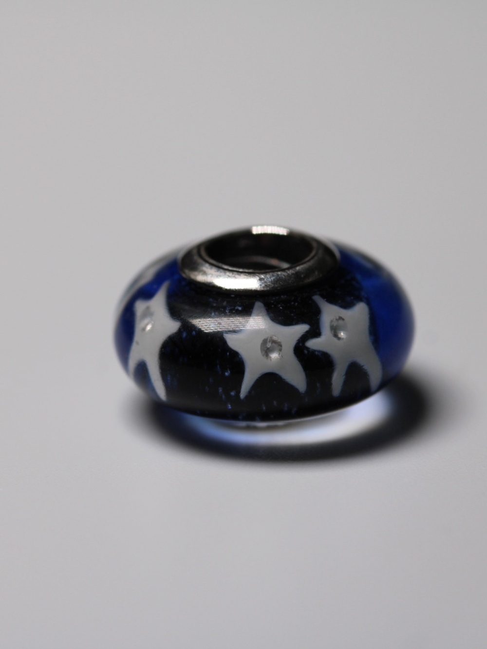 Pandora Blue Star Murano Glass Charm White Stars S925 ALE Retired Bead